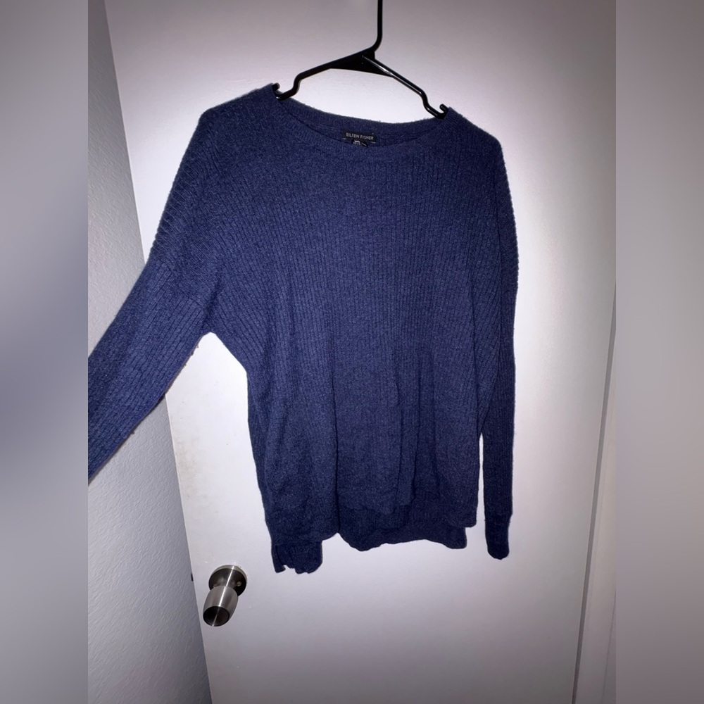 Eileen Fisher Deep Blue Crew Neck Sweater